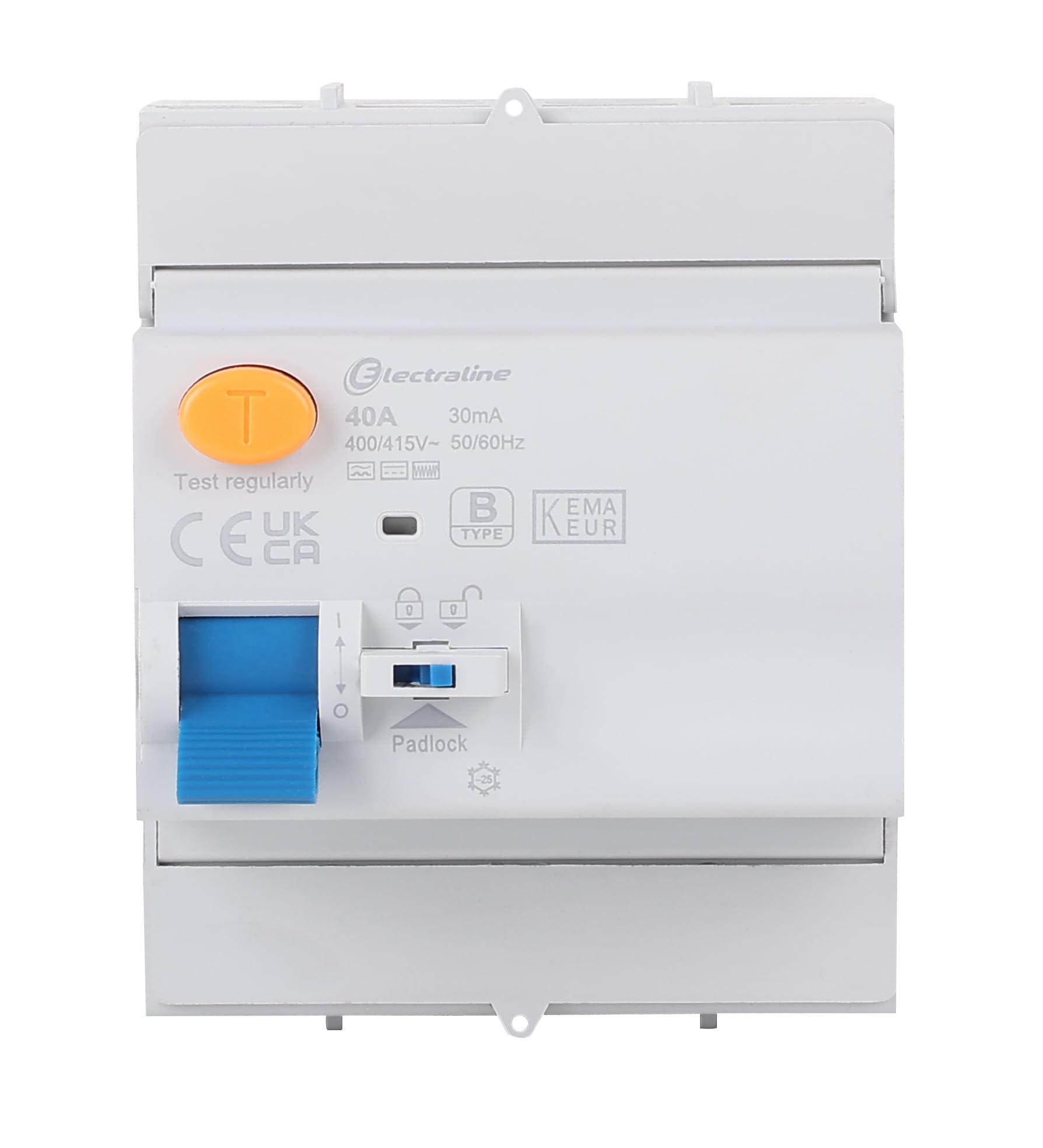Electraline 87019 Interruptor diferencial de 40 A, sensibilidad 30 mA, 10 kA trifásico, tipo B
