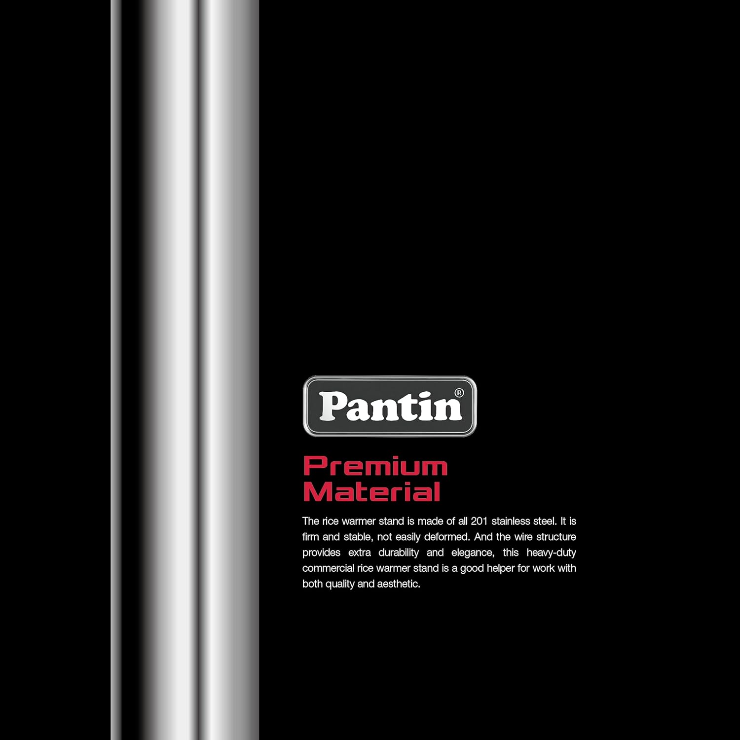 PANTIN® 14” x 14” Stainless Steel Rice Warmer Stand and Cart with Wheels & Brakes – Adjustable Height Stand for Commercial Food Warmers, Large Rice Cookers, and Commercial Cooking Equipment Stand