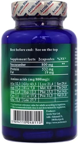 Miniatura 2 de Arctic Star - Cápsulas de pepino de mar - Píldoras de suplemento de extracto de pepino de mar capturado salvaje natural de Islandia del Atlántico -