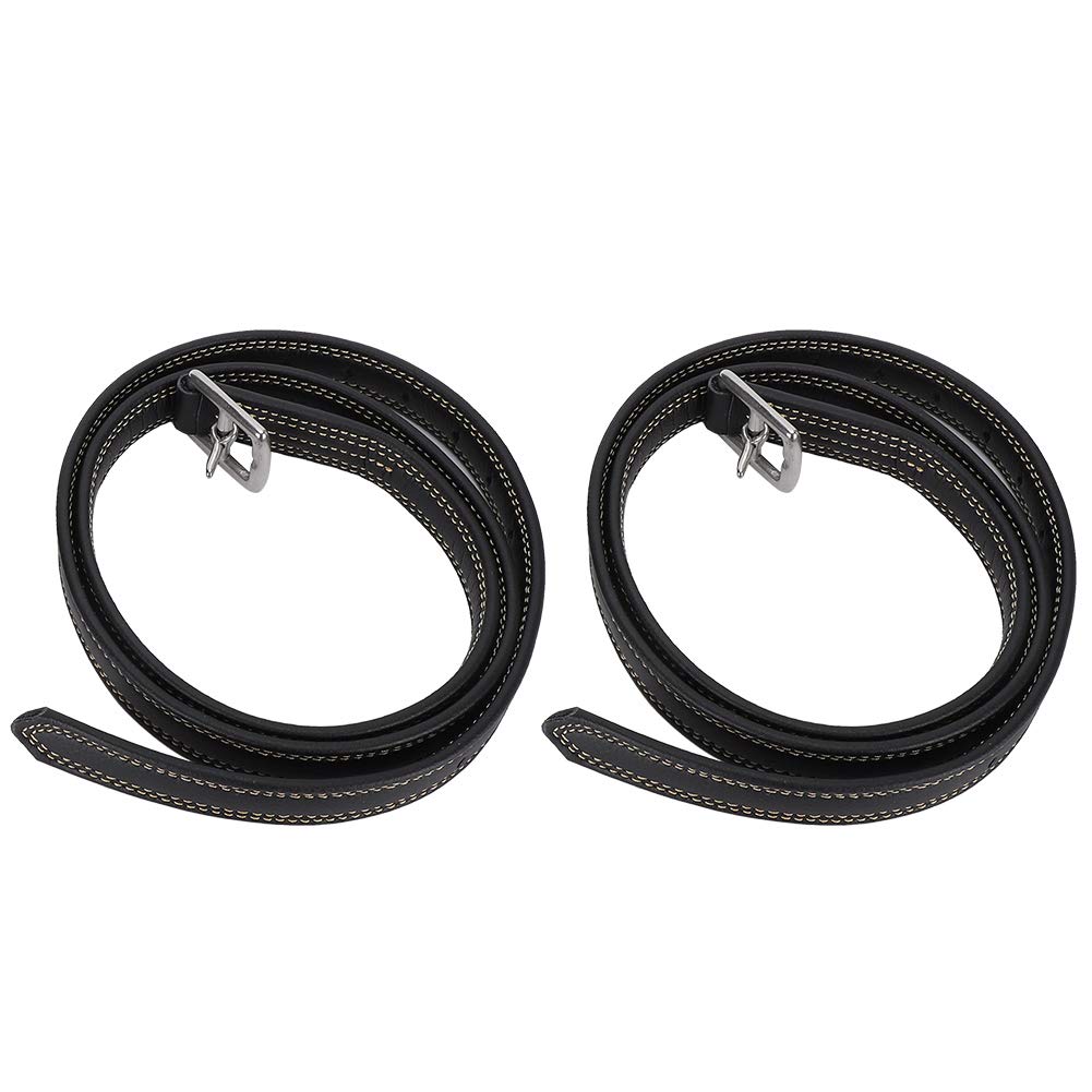 Zerodis Cinturón de Estribo, cinturón de Estribo de Silla de Montar de Cuero Suave británico Estribo Ajustable Correas de cojear con Hebilla de Acero Inoxidable(Negro)