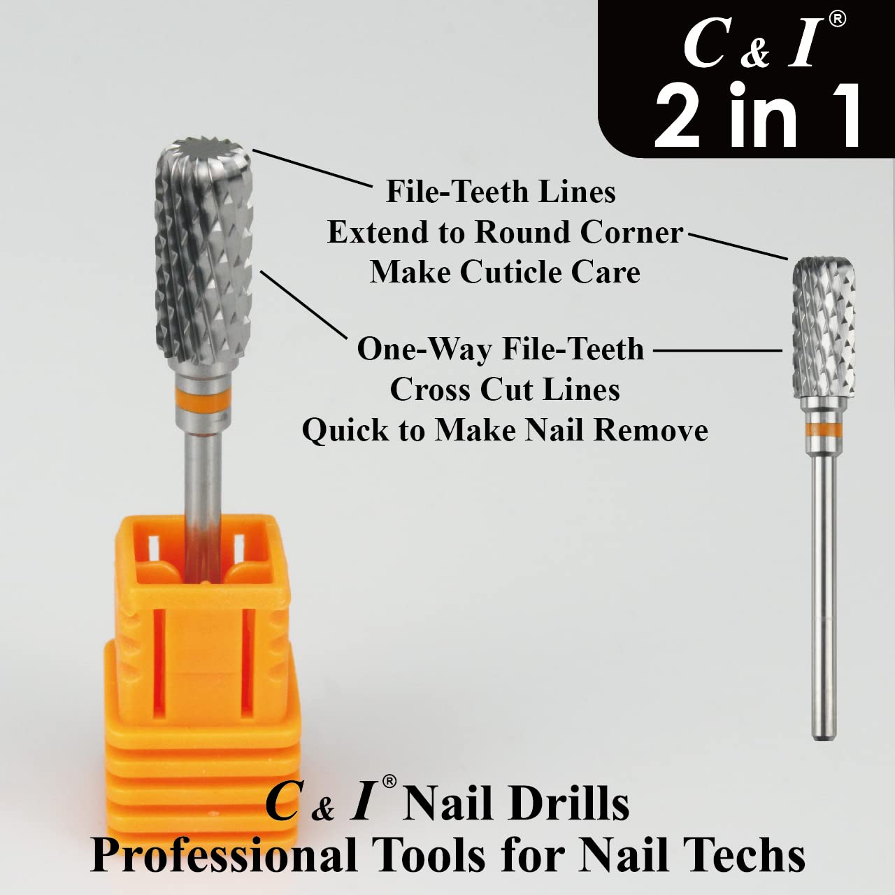 C & I Nail Drill 2 in 1 Round Corner Cylinder E-File for Electric Manicure Drill Machine Nail Files for Nail Techs to Make Cuticle Care and Nail Gel Remove (Double Coarse -XXC) - Image 2
