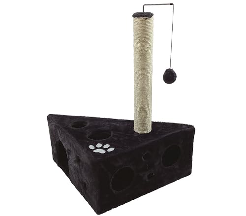 Dehner 3115151 Tammy - Rascador para Gatos, Aprox. 68 x 45 x 45 cm, Felpa, Forro Polar y sisal, Color Negro