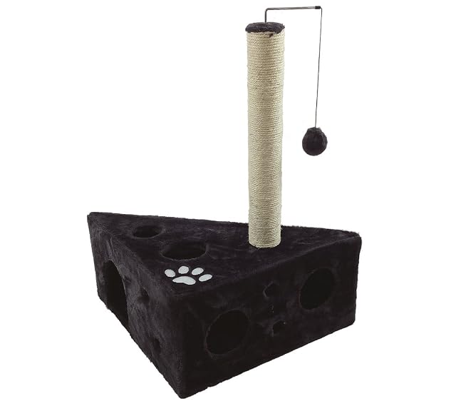 Dehner 3115151 Tammy - Rascador para Gatos, Aprox. 68 x 45 x 45 cm, Felpa, Forro Polar y sisal, Color Negro