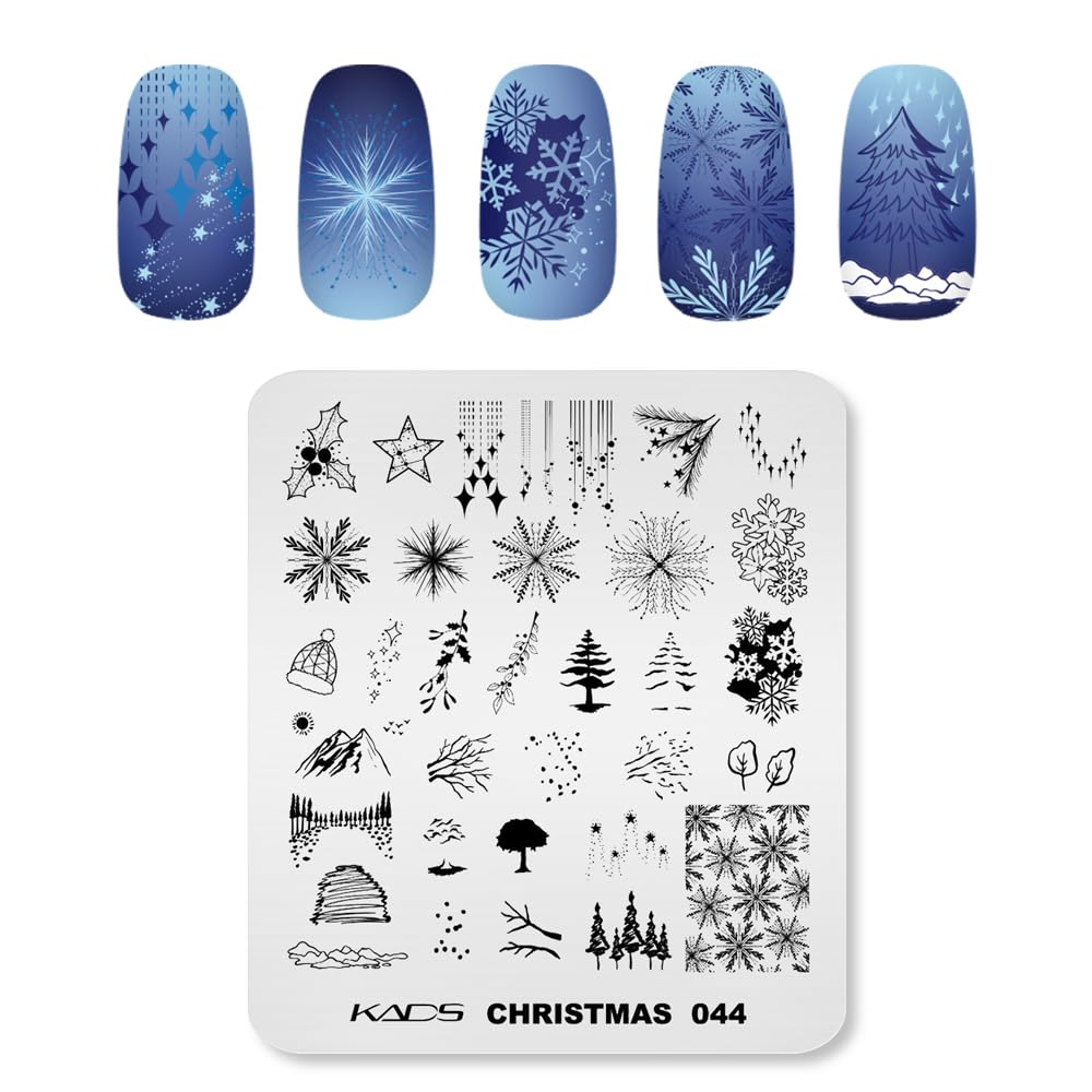 Rolabling Nail Art Stamping Plates Christmas Image Snowman Snowflakes Xmas Tree Reindeer Bells Santa New Year Theme Nail Art Painting Design Stencil