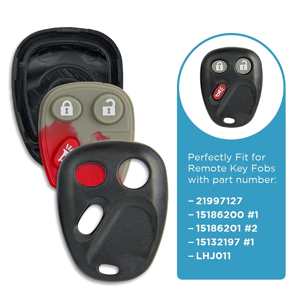 keyless2go nueva carcasa de repuesto y botón Pad para mando a distancia llavero con FCC LHJ011 – Carcasa sólo