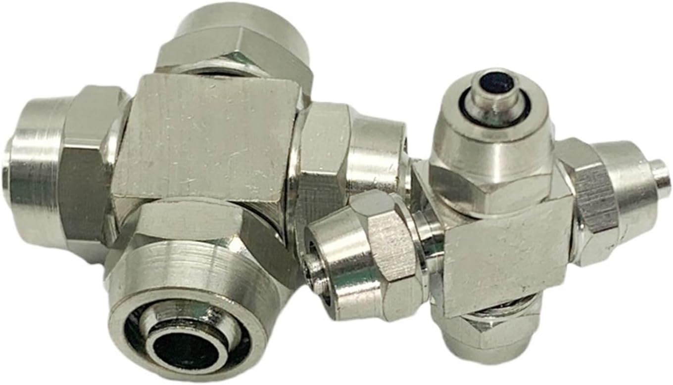 10 PCS KL-PZA4 6 8 10 12 Cross Quick-Twist Four-Way Copper Nickel-Plated Lock Female Tracheal Joint Pneumatic Shunt Locking Head(10PCS KL-PZA-8)
