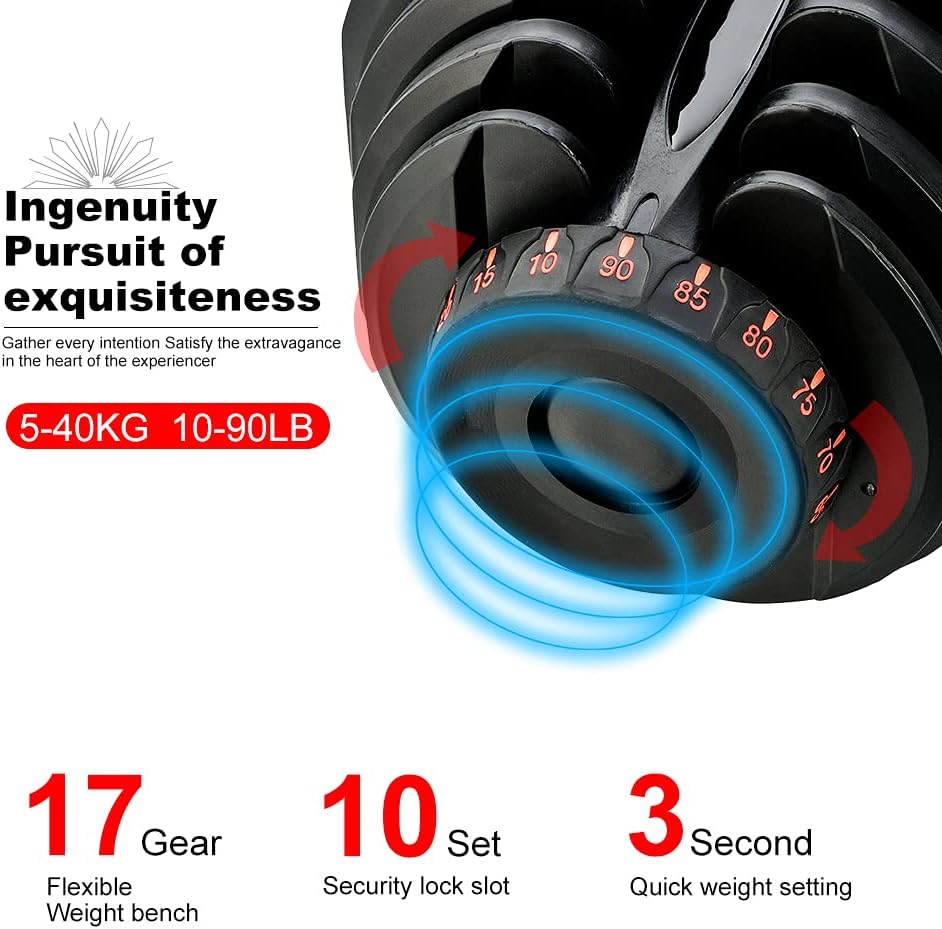 Adjustable Dumbbell-Dumbbell Weight Adjustable from 11 to 88lb with Rack Single Adjustable Weight Dumbbell for Man Women Home Strength Traning Equipment : Sports & Outdoors