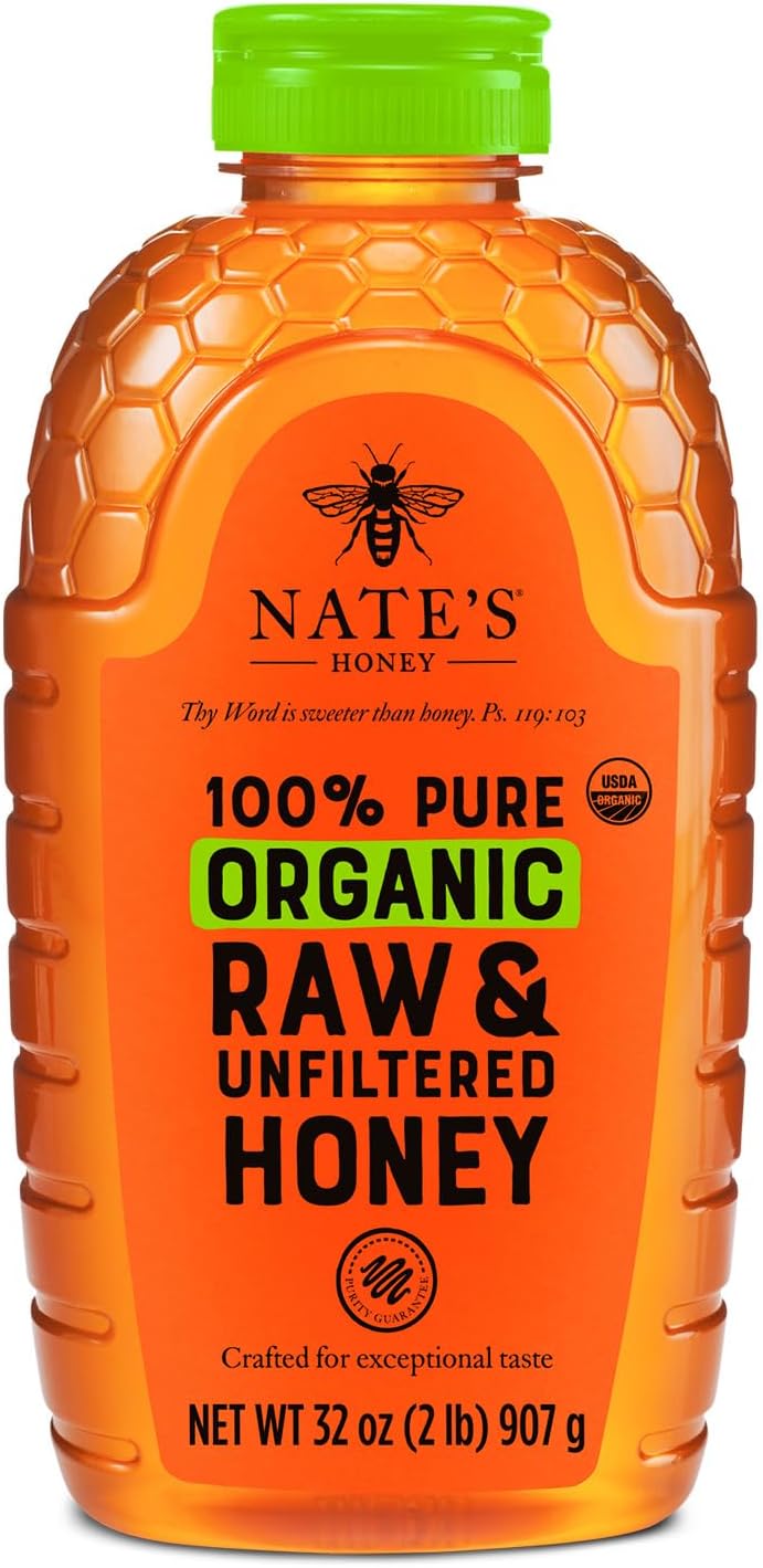 Nature Nate's Organic Pure, Raw and Unfiltered Honey, 32 Ounce