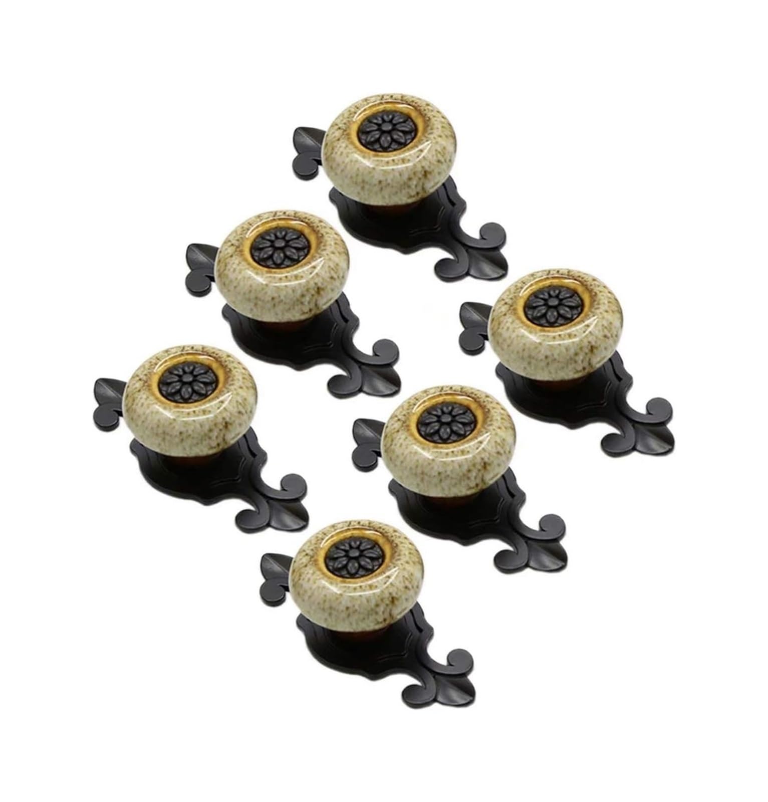 Opeximatun White Ceramic Drawer Knobs, Antique Ceramic Cupboard Drawer Handles Multicolor Single Hole 6 Pcs(White)