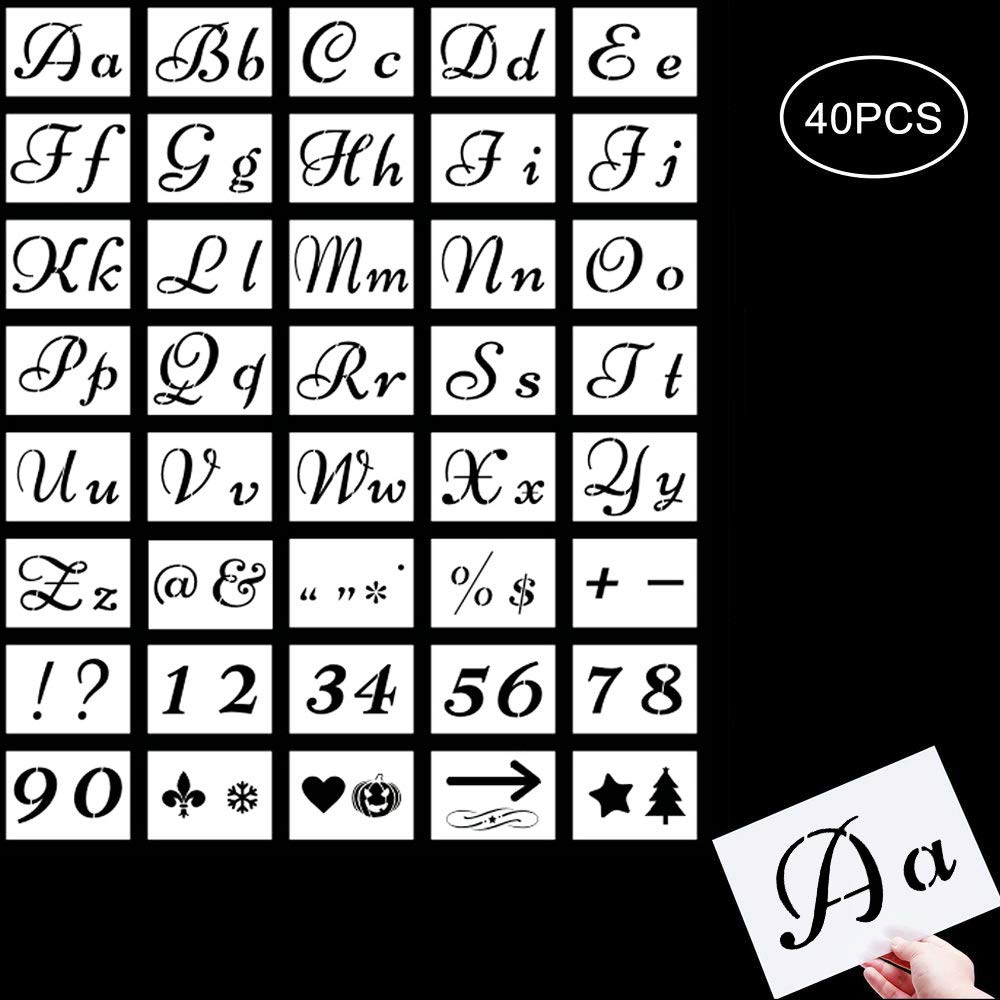 Buy 80 Designs Letter Stencils For Painting On Wood 40pcs 5x8 Inch