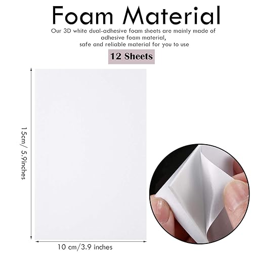 Miniatura 2 de Outus 12 hojas de espuma autoadhesivas de 6 x 4 pulgadas, papel de espuma adhesiva de doble cara, papel de espuma para manualidades, manualidades,