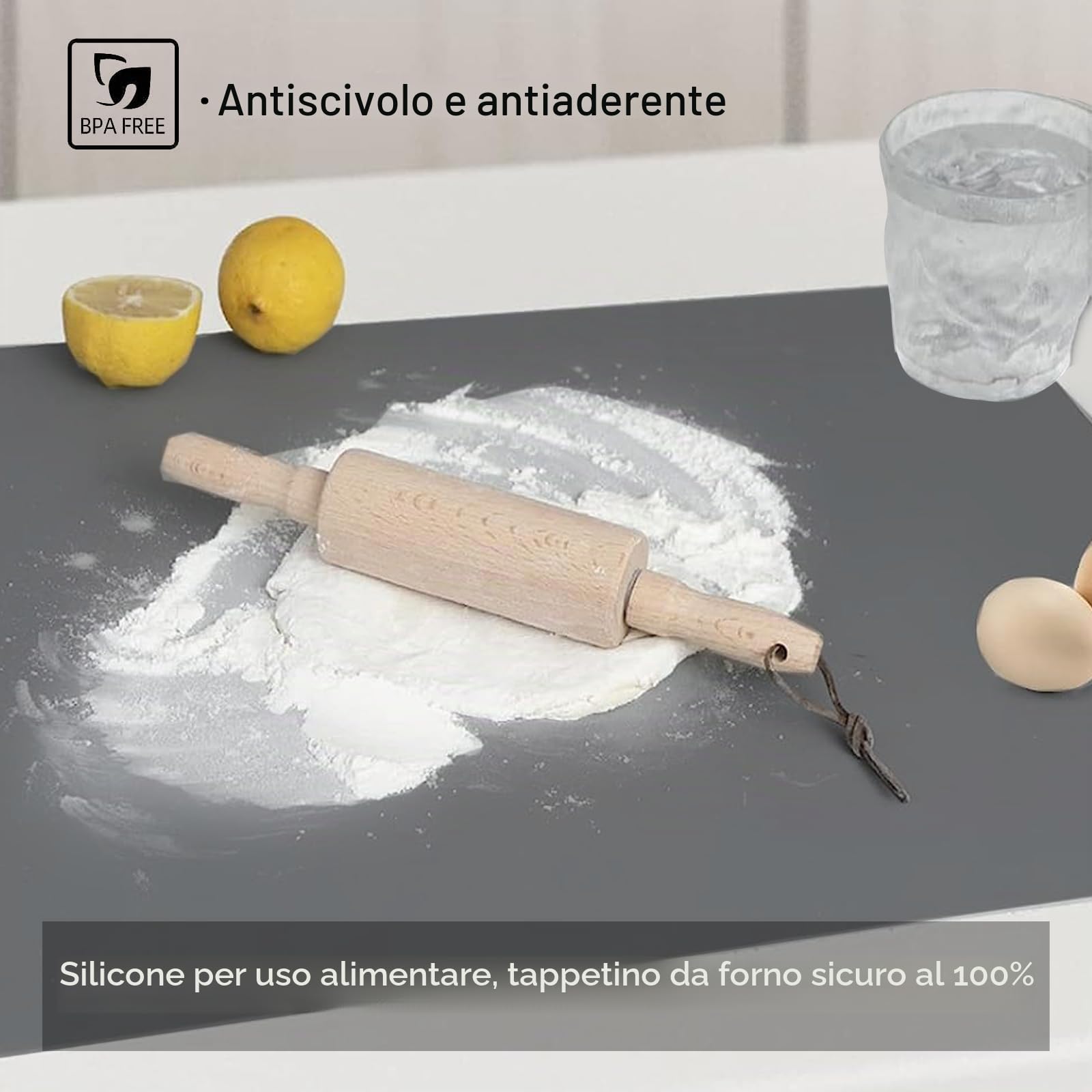 Tappetini in silicone per bancone della cucina, 120 x 60 cm, tappetino extra large in silicone da 2 mm, tappetino antiscivolo resistente al calore, protezione per il piano di lavoro, tappetino