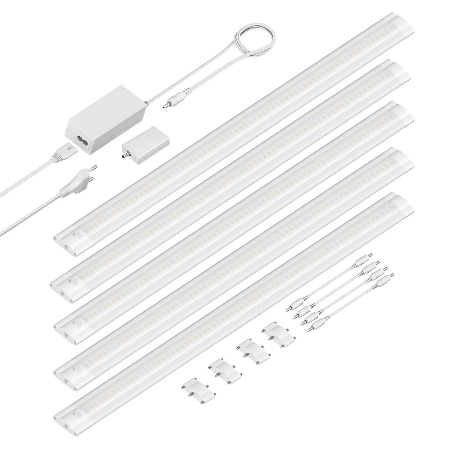ledscom.de Smarte LED Unterbau-Leuchte SIRIS weiß matt, WLAN-Controller, flach, Smart-Home, Alexa-fähig, je 50cm, je 655lm, weiß, 5er Set