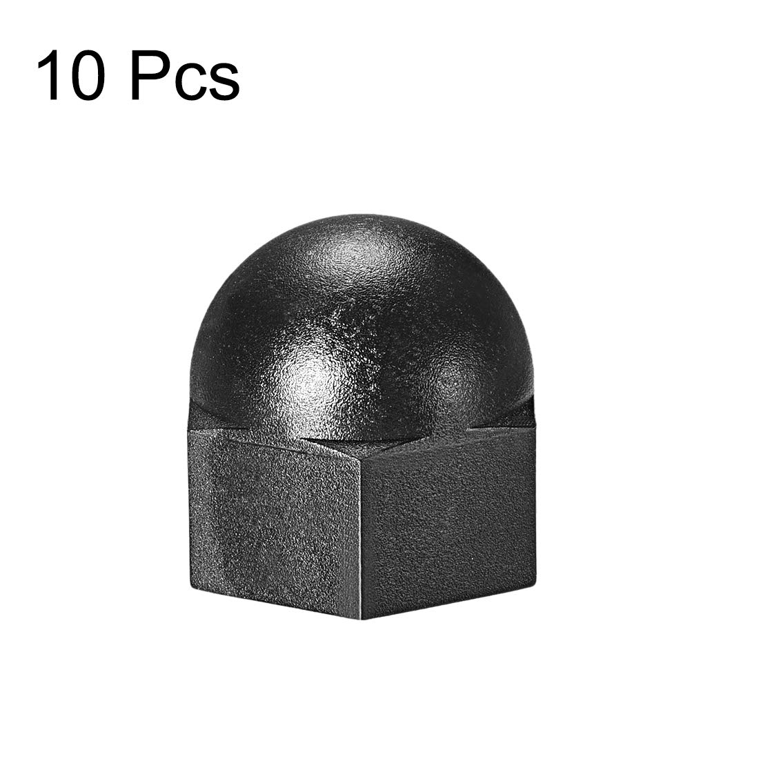 sourcing map M12 Écrou Borgne Hexagonal Gland Dôme Tête Clous pour Vis Boulons Nylon Noir 10 Pcs