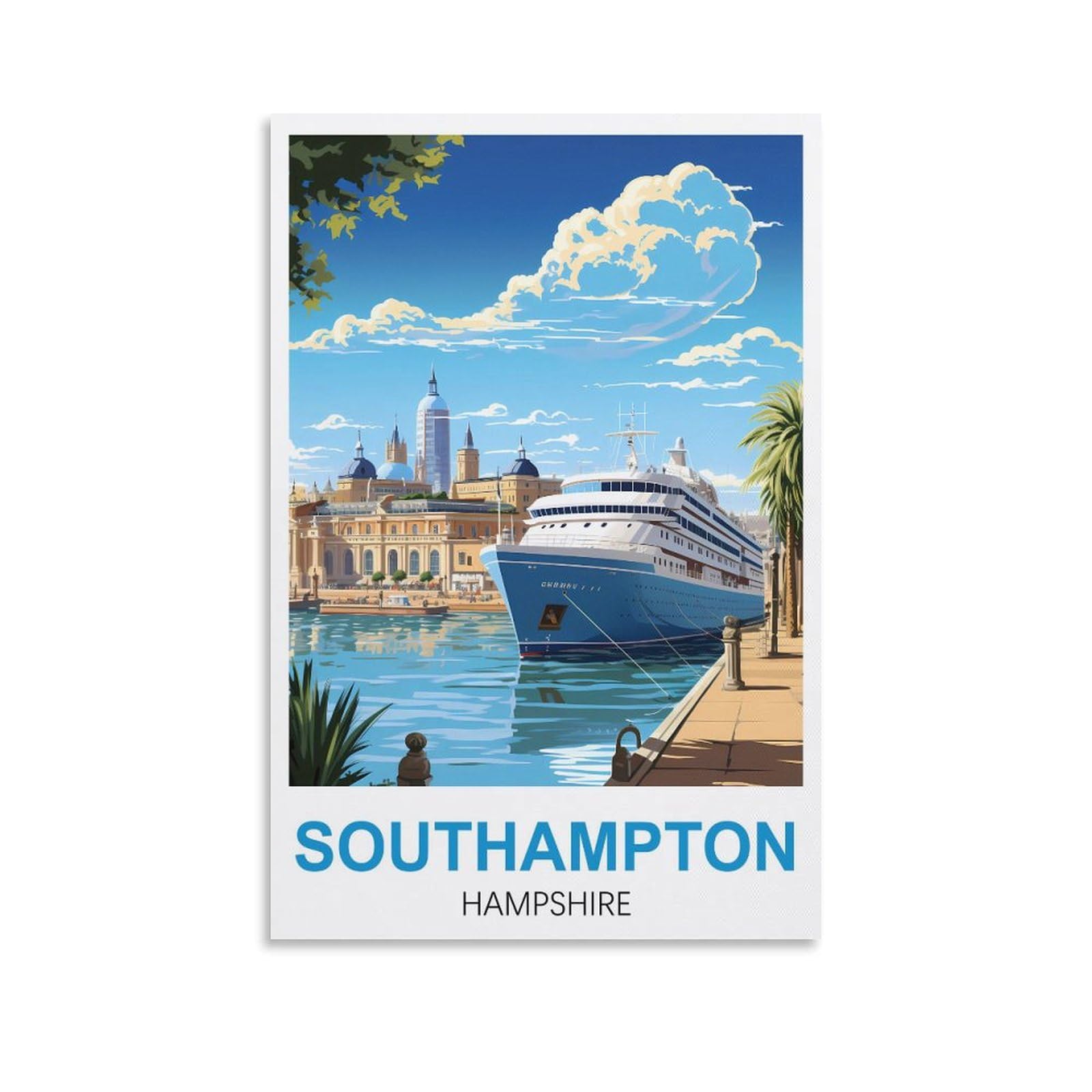 Lnhzgnjnh Unframe-Style Southampton Hampshire Vintage Travel Posters 20X30inch(50X75cm) Canvas Wall Art Wall Print Painting Decor Living Room Bedroom Decor