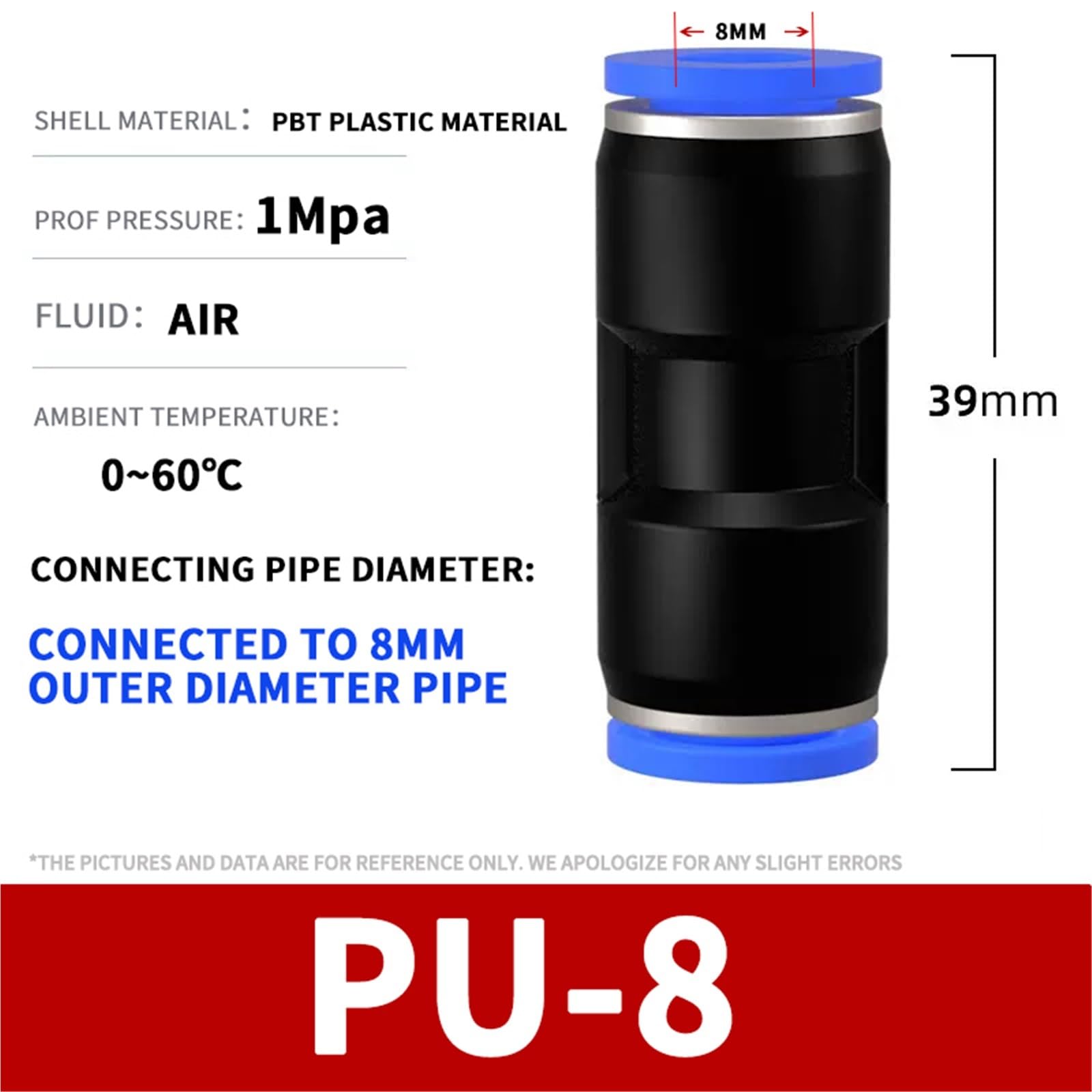 50/100/500/1000 Pièces Trachée Pneumatique Connecteur Rapide En Plastique Droit À Travers PG PU8 PU4 PU5 PU10 12(PU-8,50Pcs)