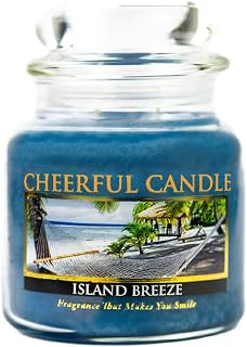A Cheerful Giver - Island Breeze Scented Glass Jar Candle (16 oz) with Lid & True to Life Fragrance Made in USA
