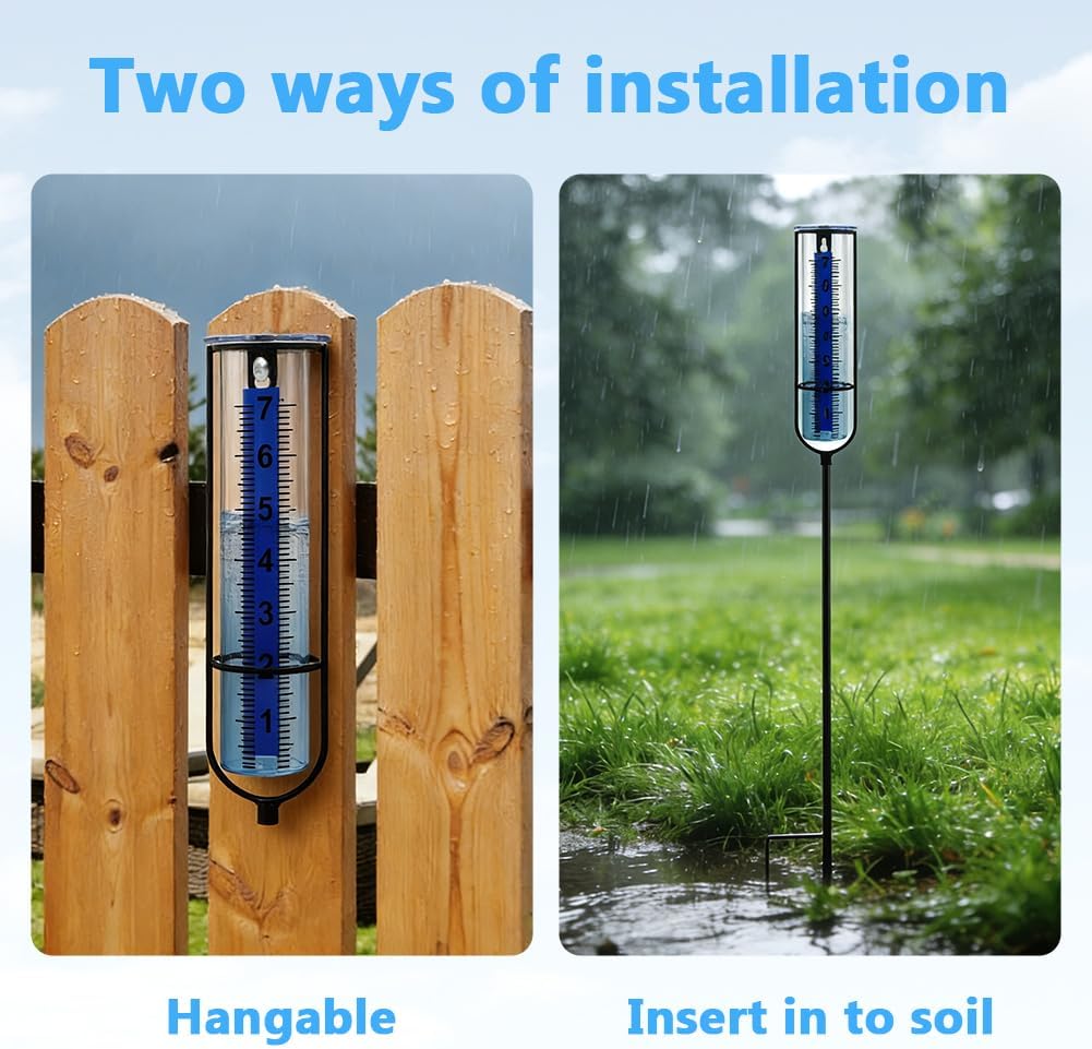 Rain Gauge Outdoor with Sponge Brush,Rain Water Meter for Yard