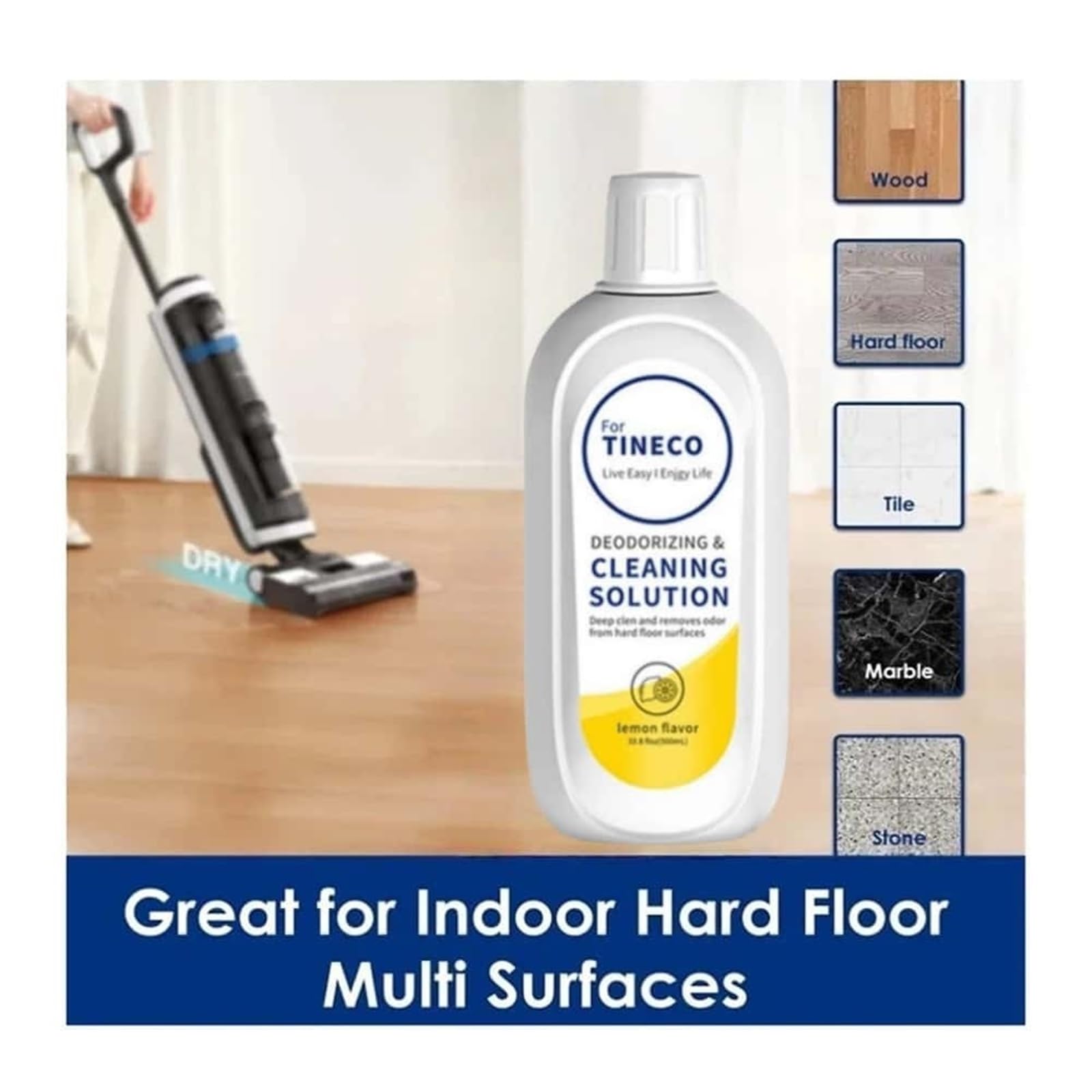 3 Pc Floor Cleaner Lemon 500ml Compatible avec Tineco Floor One S3/S5/iFloor/Breeze/S5 Combo/S7 Pro Vacuum Robot Parts