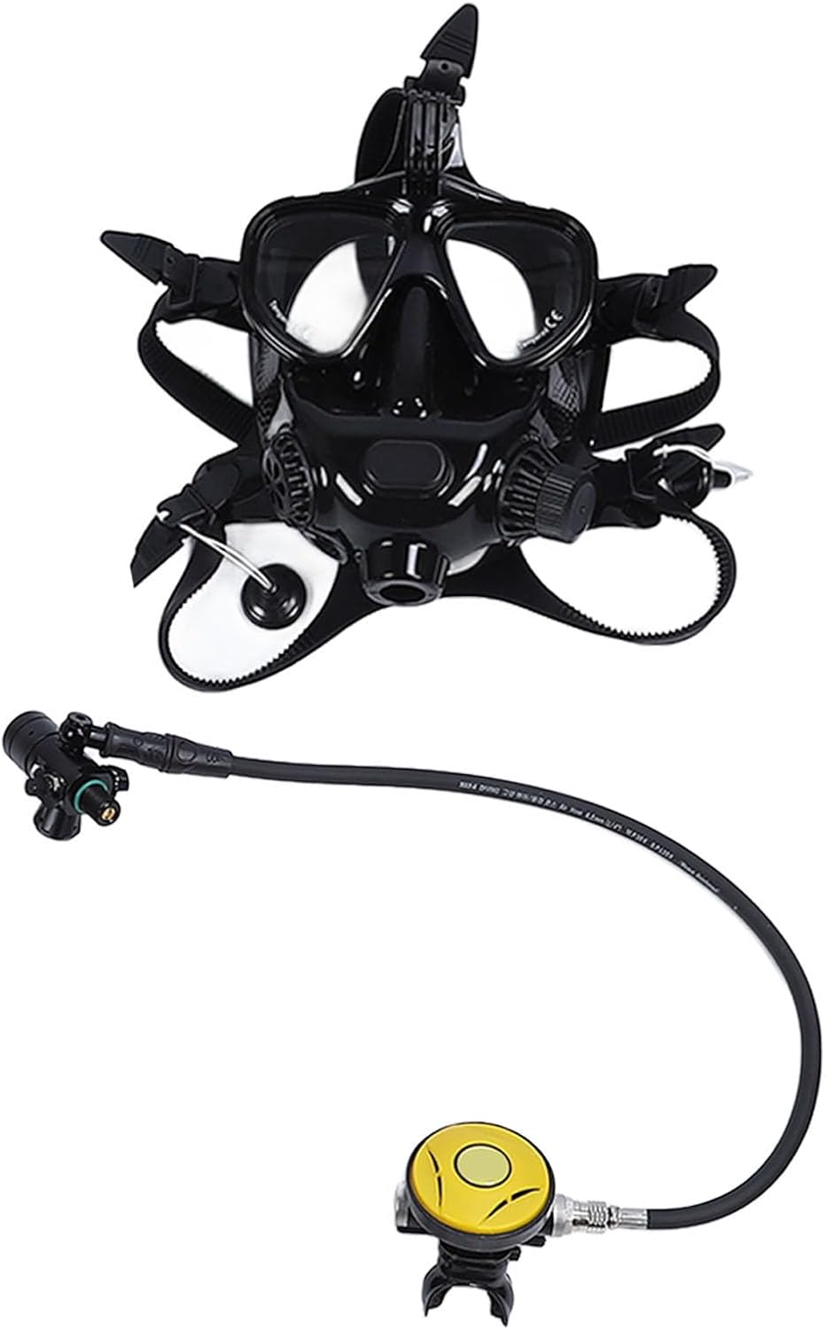 Diving Gear 1L Portable Diving Cylinder System with Full Face Goggles and Comfortable Backpack for Underwater Breathing Training and Exploration