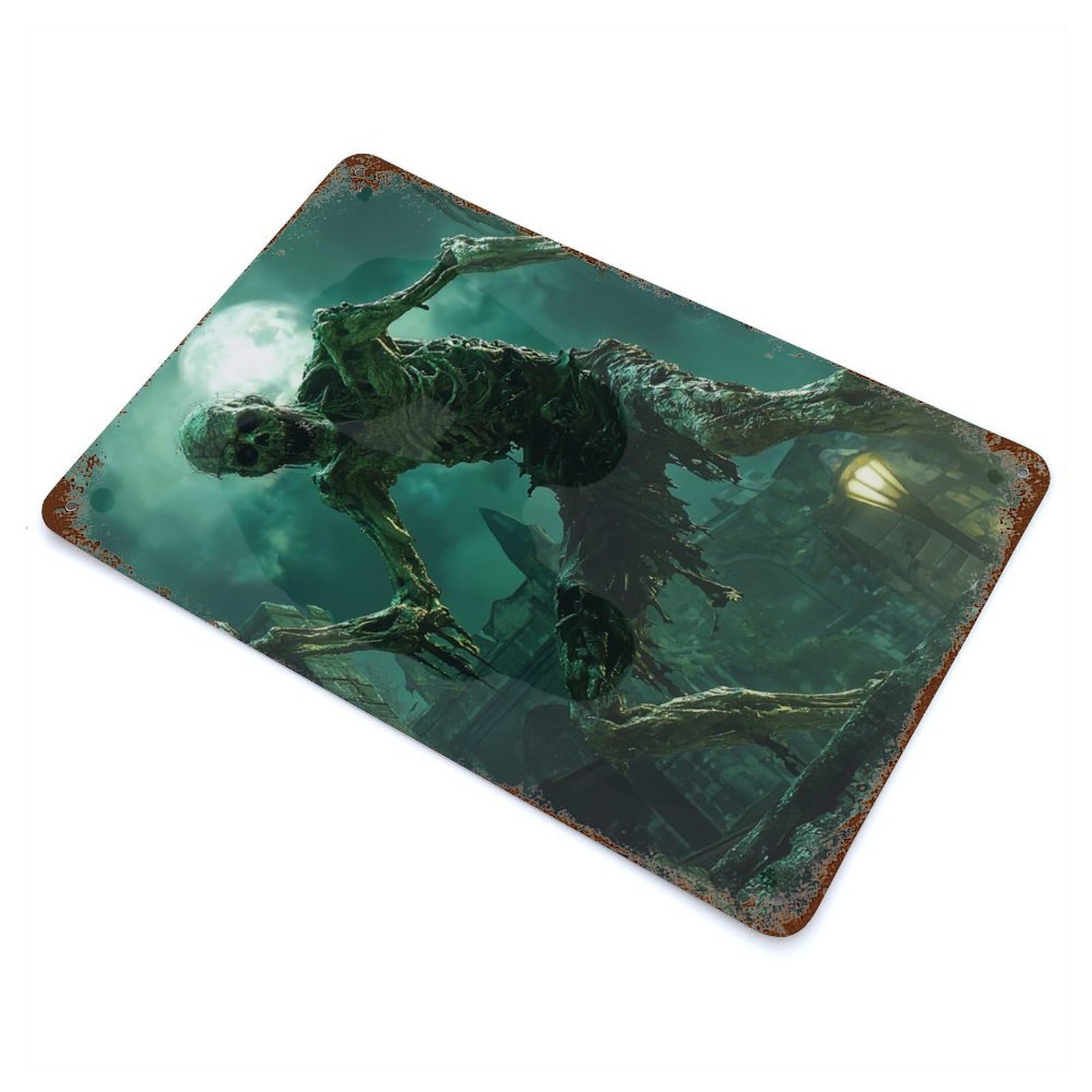 Undead Horror Rustic Tin Plaque 11.8"x7.9", for Shed, Workshop And Garage Wall Decor, Rustic Home Decor