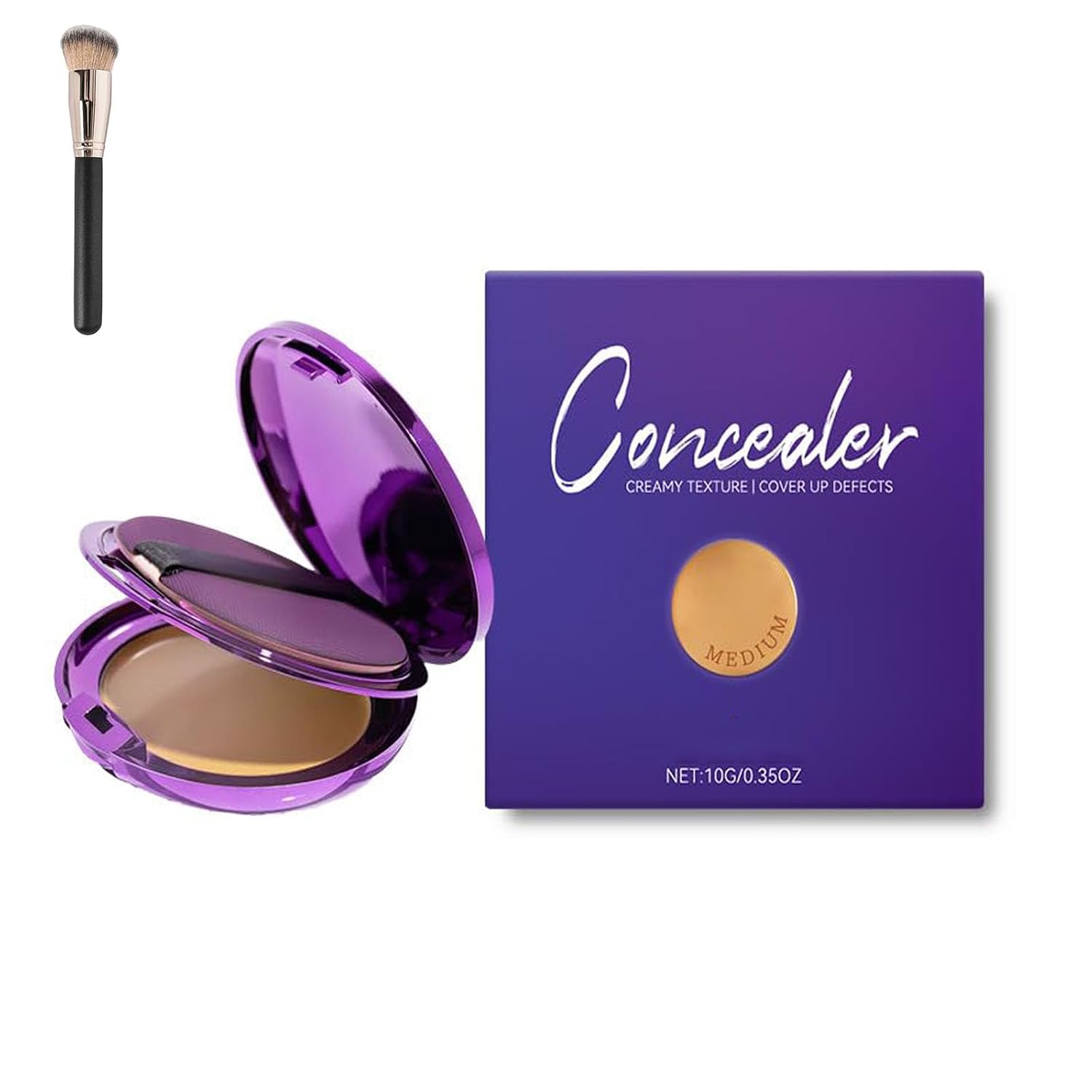 Evanesce Soft Matte Cream Concealer, Full-Coverage Waterproof Moisturizing Hydrating Foundation, Color Correcting Cream with Makeup Brush, Long Lasting Moisturizing Lightweight (Natural)