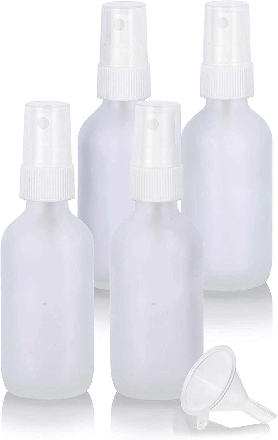 JUVITUS 24er Set Opalweiße Glasflaschen 60 Ml – Mit Sprühkopf, Trichter & Etiketten