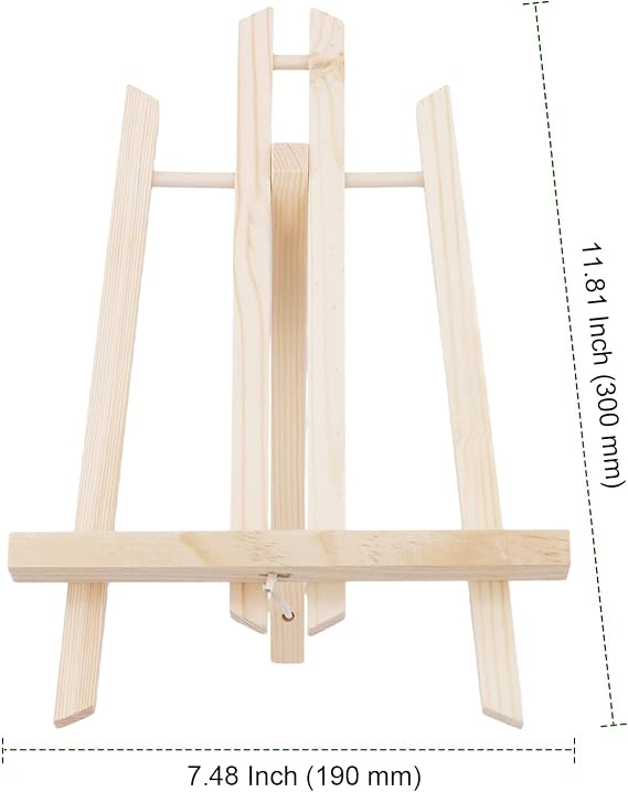 PINGEUI 4 Pcs Wooden Easel Stand, 30 cm Adjustable Small Easel Stand, Tabletop Display Canvas Holder for Painting, Drawing, Photo, Frame
