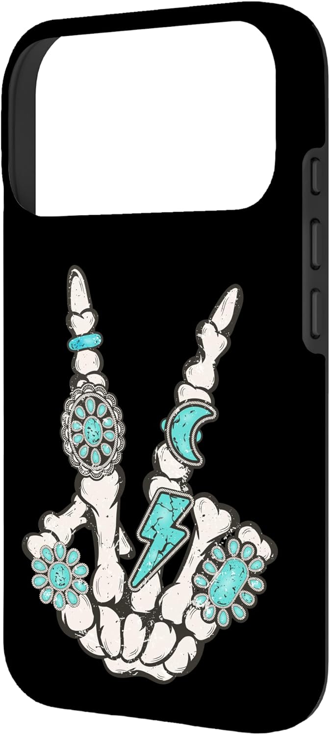 Skeleton Turquoise Hand Western Rodeo Cowboy Cowgirl Case for iPhone 17 Pro