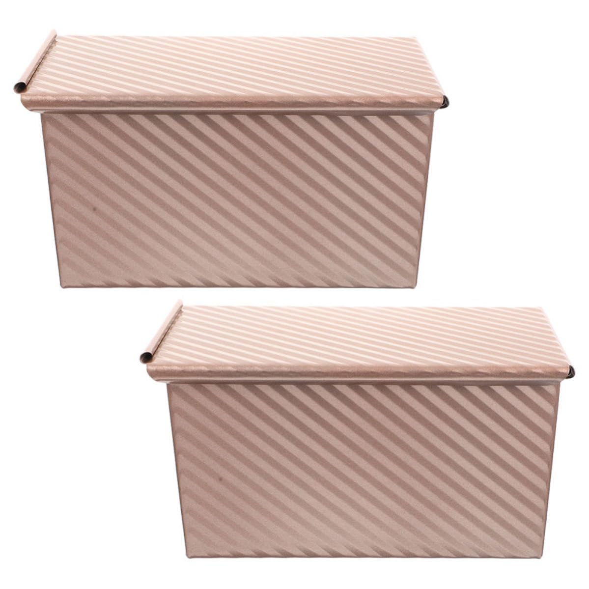 Molde Rectangular Recubrimiento Antiadherente para Hornear Pan de Acero al Carbono con Tapa, 2 Unidades y Fácil Limpieza para Cocina en Casa