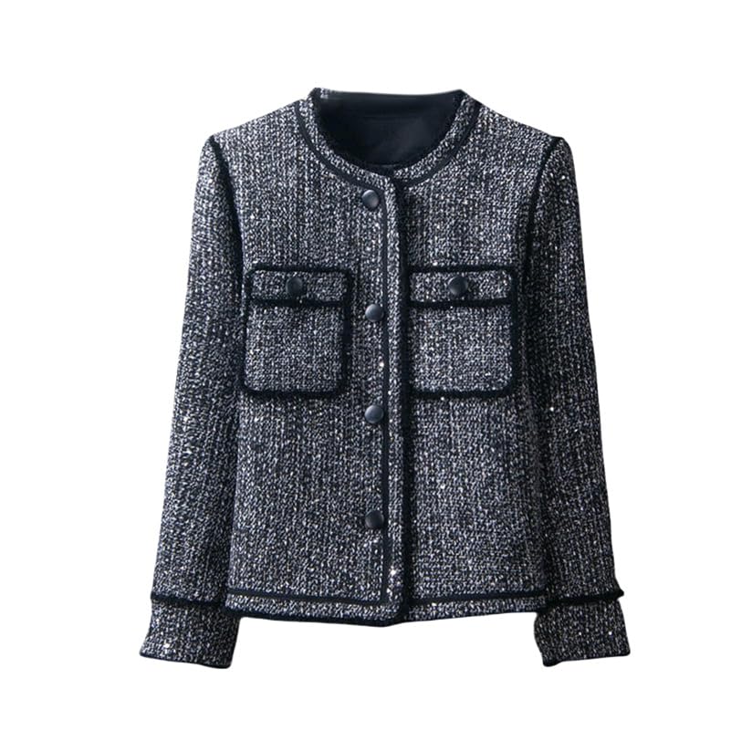 Veste hiver femme en tweed courte pour affronter le froid avec style