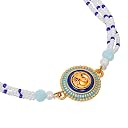eCraftIndia Lord Ganesha Bracelet Rakhi for Brother With Gift Combo Set | Single Rakhi Bracelet for Brother Bhai Bhaiya Bhabhi | Beads Bracelet for Man | Best Bro Ever Fridge Magnet | Roli Chawal Pack gallery image