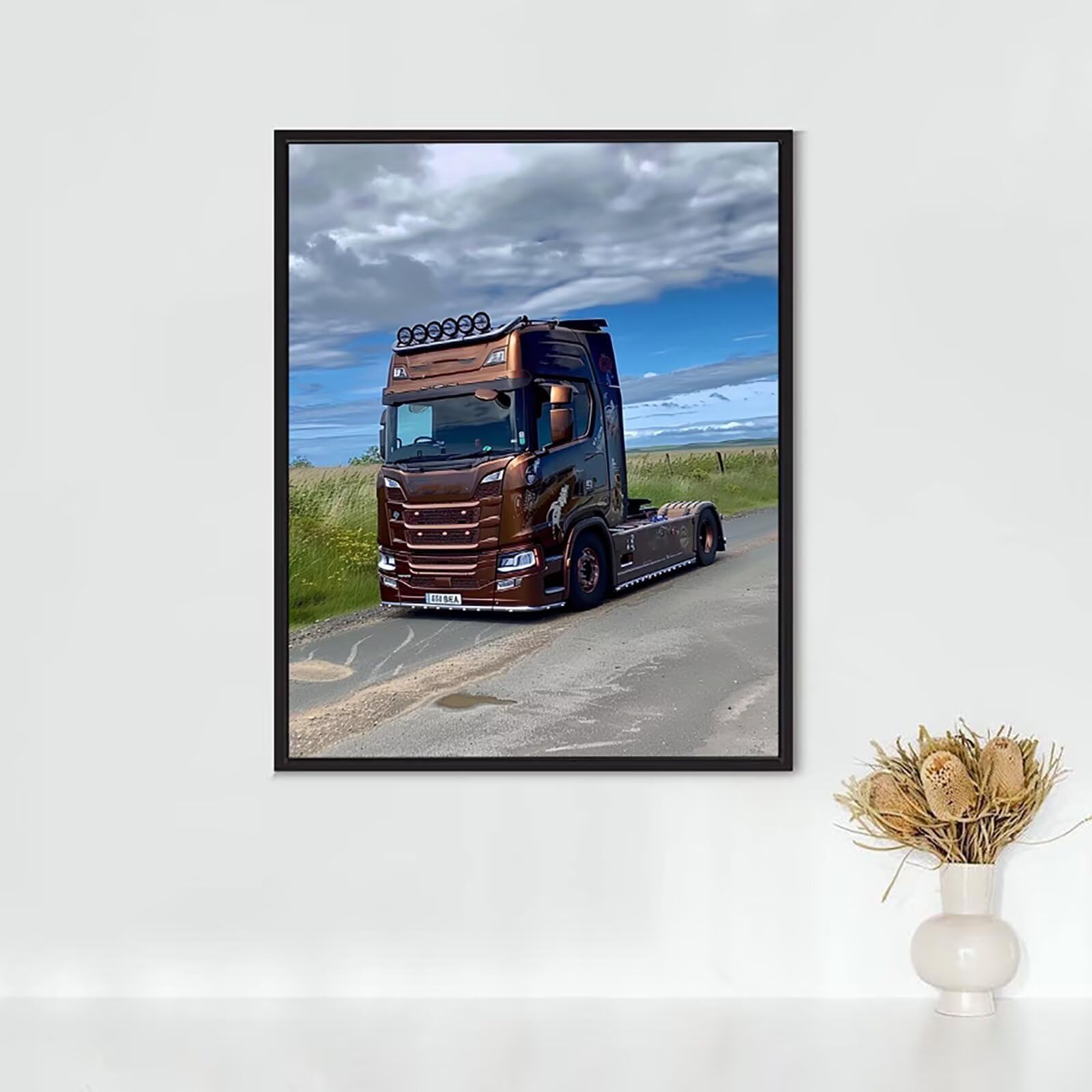 Diamond Painting Auto, Diamond Painting Erwachsene Camion Bastelset, DIY Diamant Malerei Runder Vollbohrer Diamanten Kinder Malerei Stickerei Kreuzstich Dekoration, Geschenk 90x120 cm PJY9 9-8