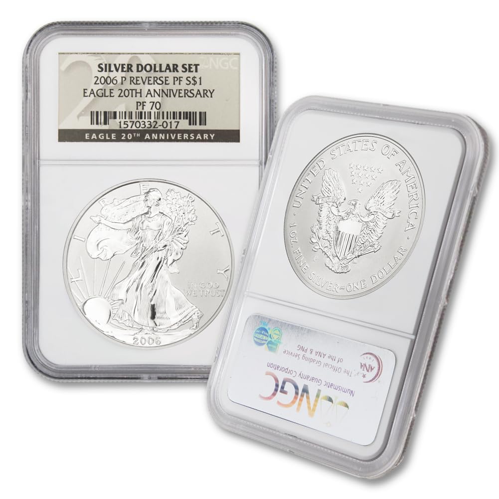 2006 P 1 oz American Silver Eagle Reverse Proof Coin PF-70 (Eagle 20th Anniversary - Silver Dollar Set) $1 NGC Rev PF70