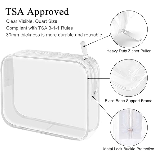 Miniatura 16 de Lermende 2pcs Clear Toiletry Bag TSA Approved Travel Bag,Carry On for Travel,Airport Airline Accessories Compliant Bag,Quart Sized Makeup Cosmetic