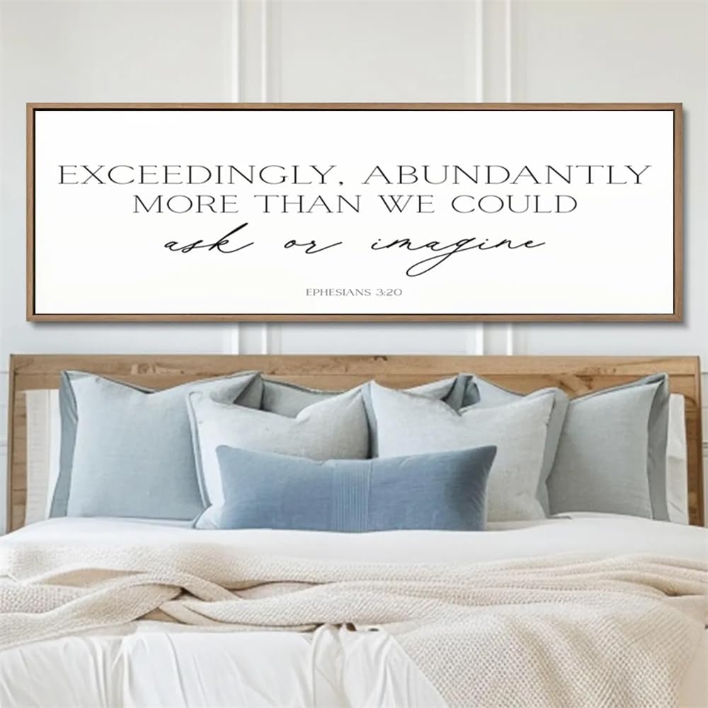 Ephesians 3:20 Scripture Sign Canvas Art Prints Painting Exceedingly Abundantly Picture Artwork Home Bedroom Farmhouse Christian Decoration No Frame