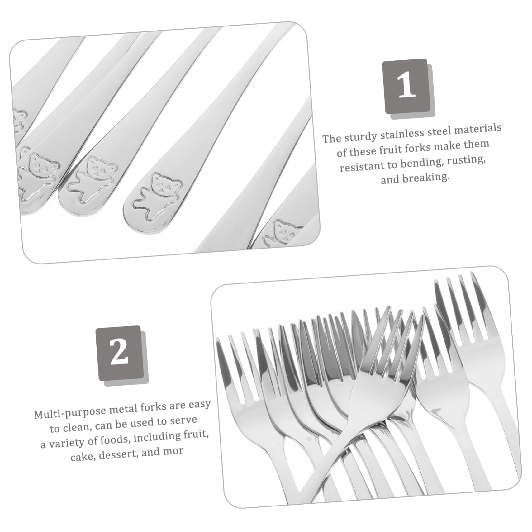 ERINGOGO Sturdy Stainless Steel Children's Forks 9pcs Long Handle Forks for Desserts Salads and Parties