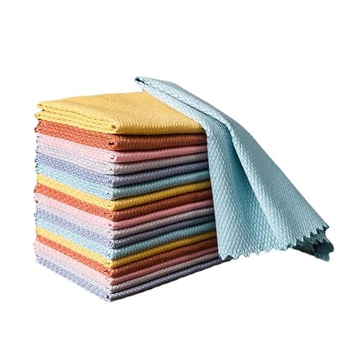 Shiny Wipes - Shiny Wipes Cleaning Cloths - Nanoscale Streak Free Miracle Cleaning Cloths - Reusable Lint Free Fish Scale Cloth, For Dishes, Windows, Glass, Stainless Steel (25 * 25Cm, 5) #TOP13