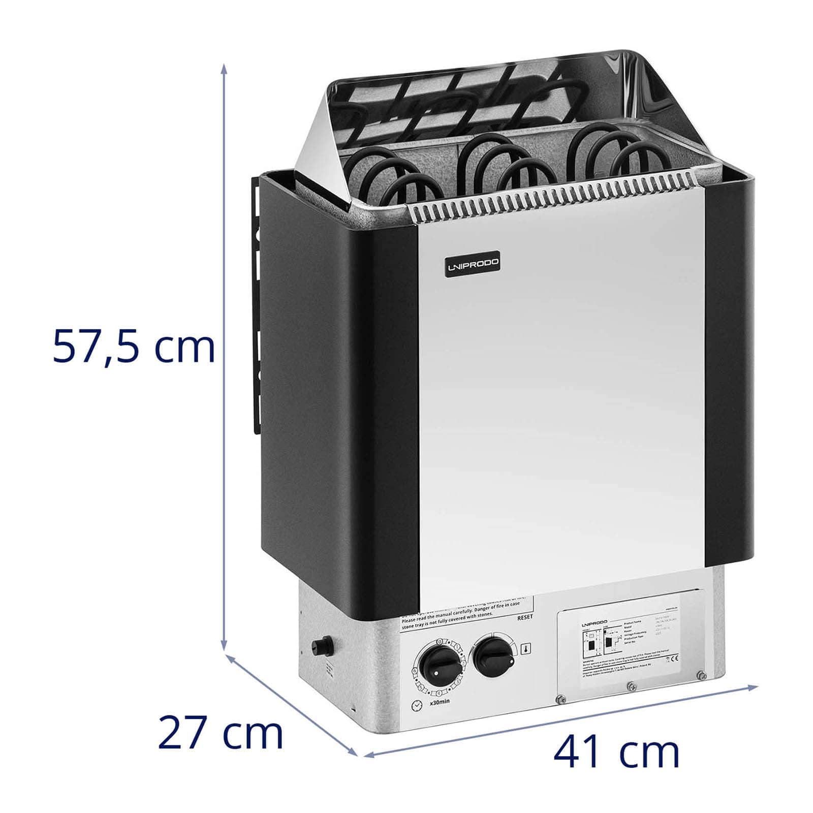 UNI_SAUNA_S4.5KW - Estufa para sauna (4,5 kW, 30 hasta 110 °C, incluye control de protección contra sobrecalentamiento)