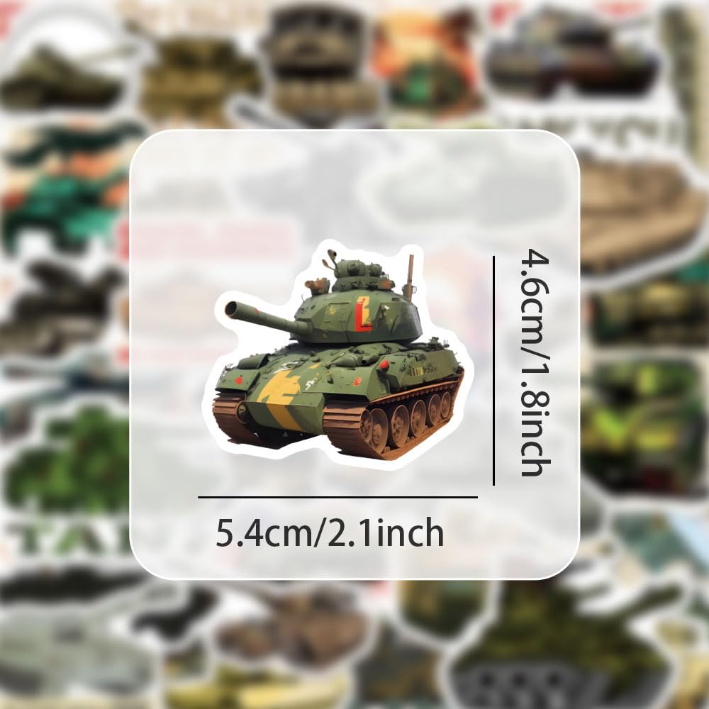 50 Pcs Tank Stickers for Kids Teens Adults Boys Girls Gift,Stickers Pack for Laptop,Skateboard,Luggage,Car,Bike - Image 2