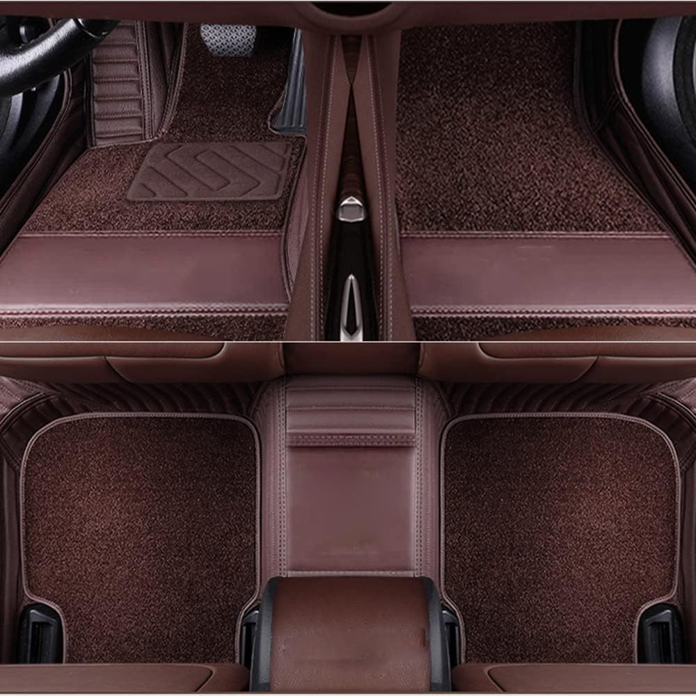 Car Floor Mat for Nissan Bluebird 2004-2015(LHD), Double Layer Custom Full Coverage Non-Slip Hard Wearing Front Rear Row Floor Car Floor Mats Set,B Brown