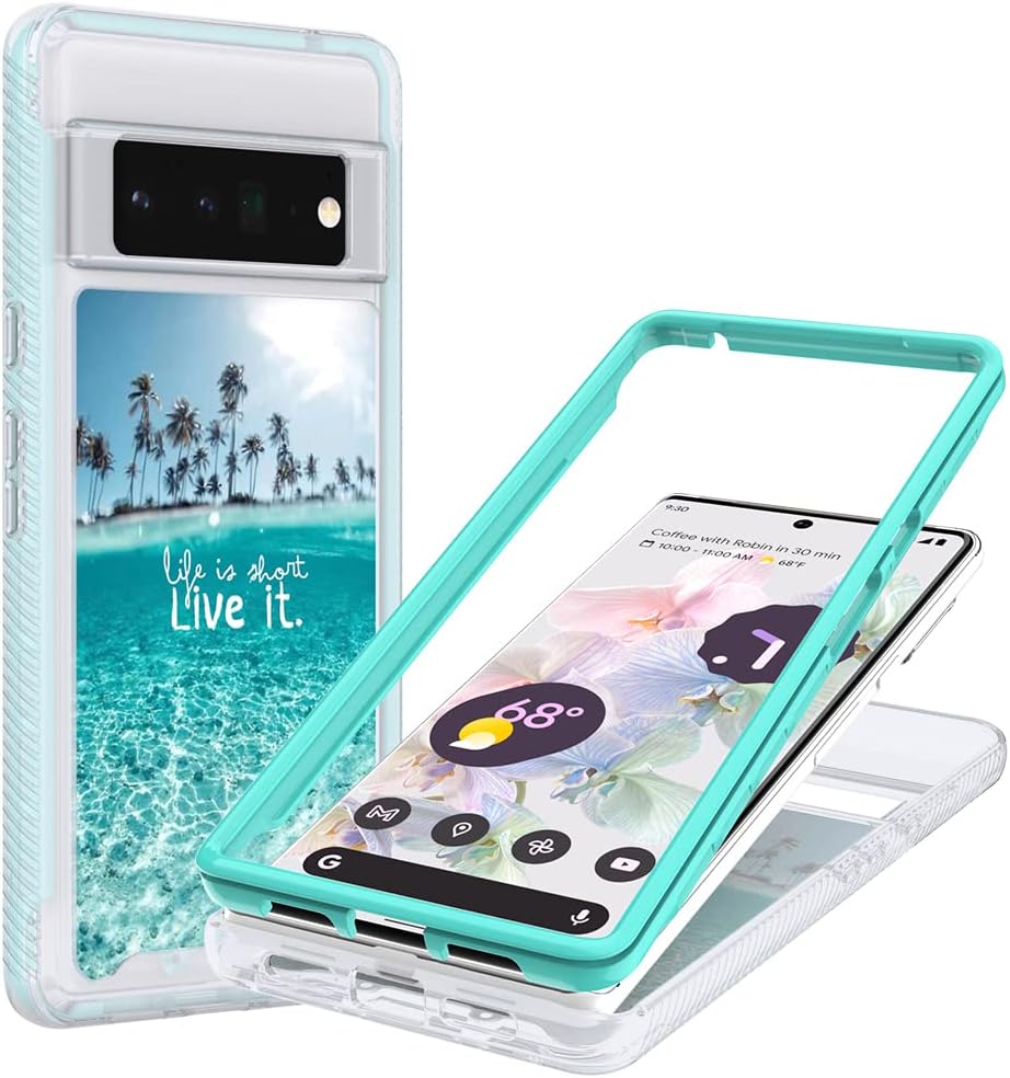 for Google Pixel 6 Pro Case [NOT for Pixel 6], Voanice Full Body Rugged Shockproof Hybrid Protective Hard PC Bumper & Soft TPU Silicone Phone Case Cover Women Girls Men for Google Pixel 6 Pro-Teal