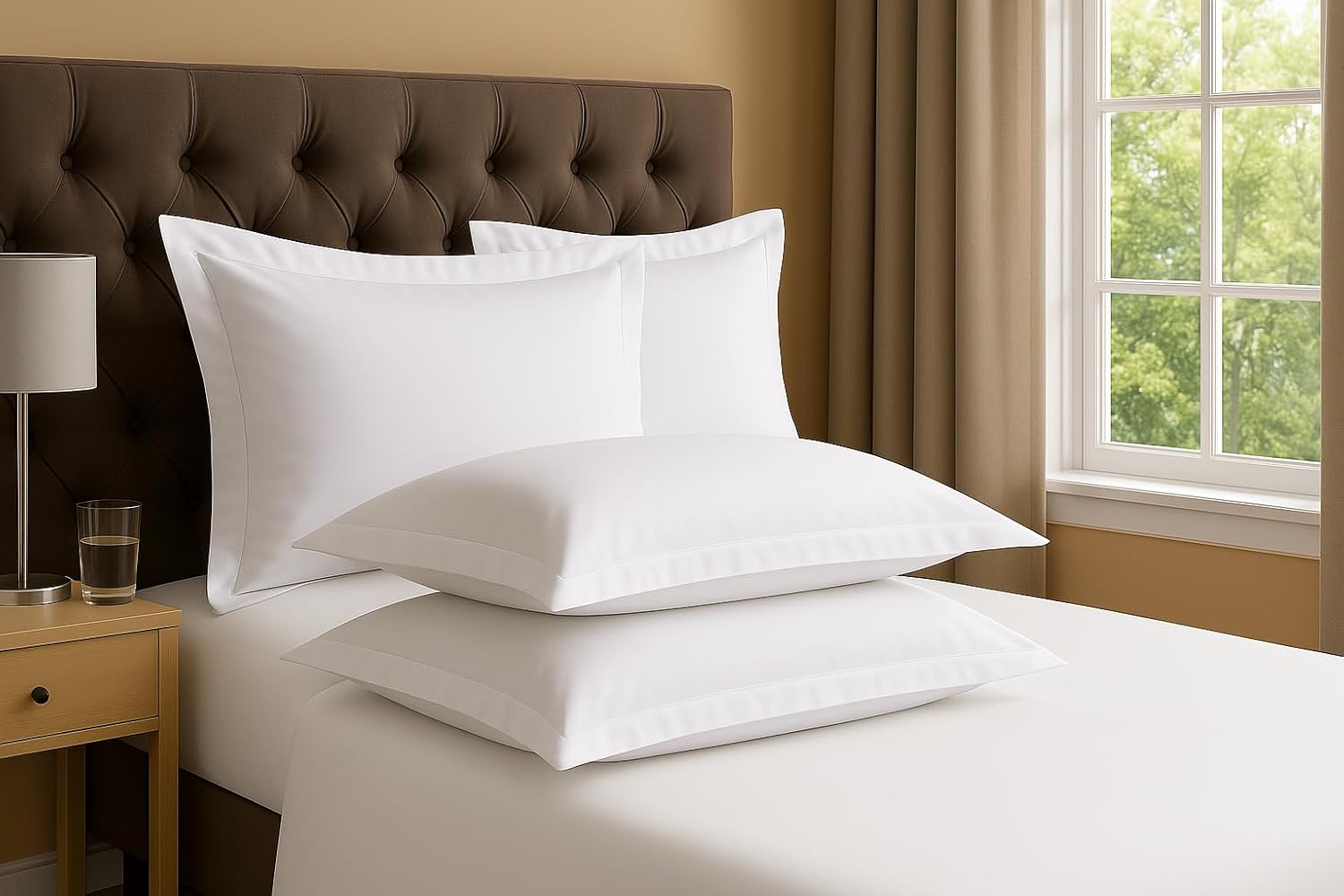 2 Piece Pinch Pleated Standard Size (20" x 26") Pillow Shams 100% Egyptian Cotton 800 Thread Count Soft Skin-Friendly Pillow Shams for Bed - Light Blue Solid