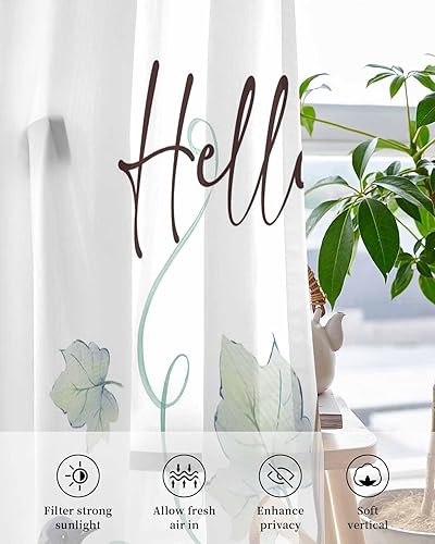Miniatura 12 de Cortinas traslúcidas color verde azulado de 84 pulgadas de largo, juego de 2 paneles de cortinas para cocina, dormitorio, sala de estar, pasillo