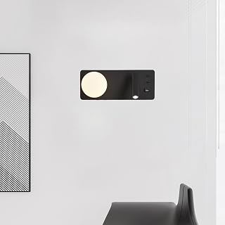 MOYEE Wall Lamps Lights G9 Indoor with USB Charging Port 350°+90° Rotate Spotlight with Switch Modern Iron Aluminium for Bedroom Living Room/Black Right/Neutral Light