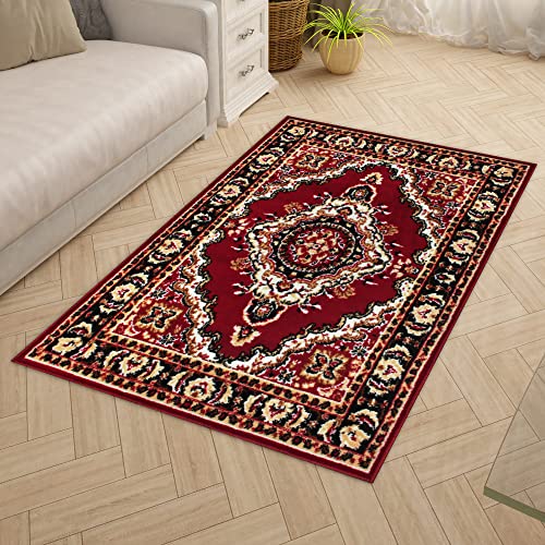 Story@Home Carpet for Hall | Mat for Living Room 3x5 feet, Polyester, Red Motif Design Rug | Dari for Floor Big Size, Home Decoration Items for Bedroom | Perfect for Room Decor