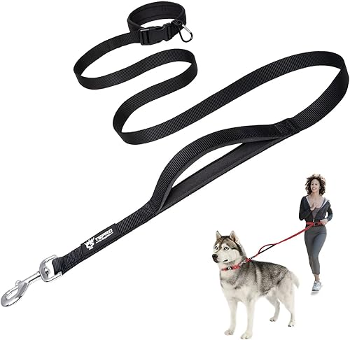 TSPRO Correa para perro manos libres, ajustable, para caminar, correr, con mango acolchado de seguridad y cierre resistente para perros medianos y
