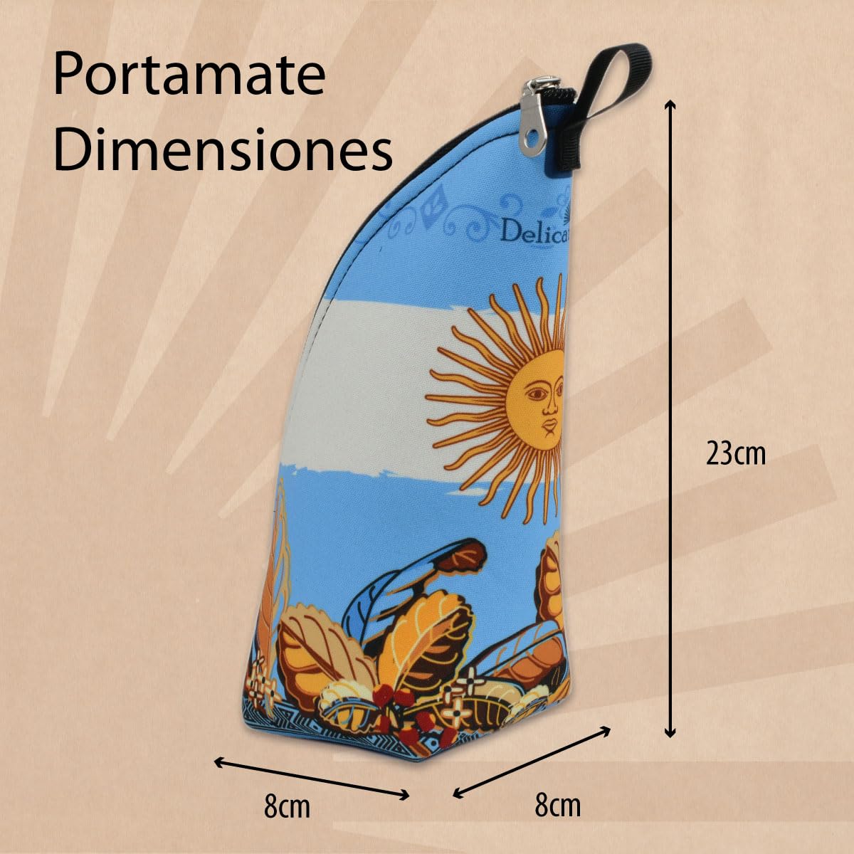 Delicatino - Portamate para Yerba Mate | Textil Espuma con Cremallera | 23 x 8 x 8 cm | Diseño Argentina.