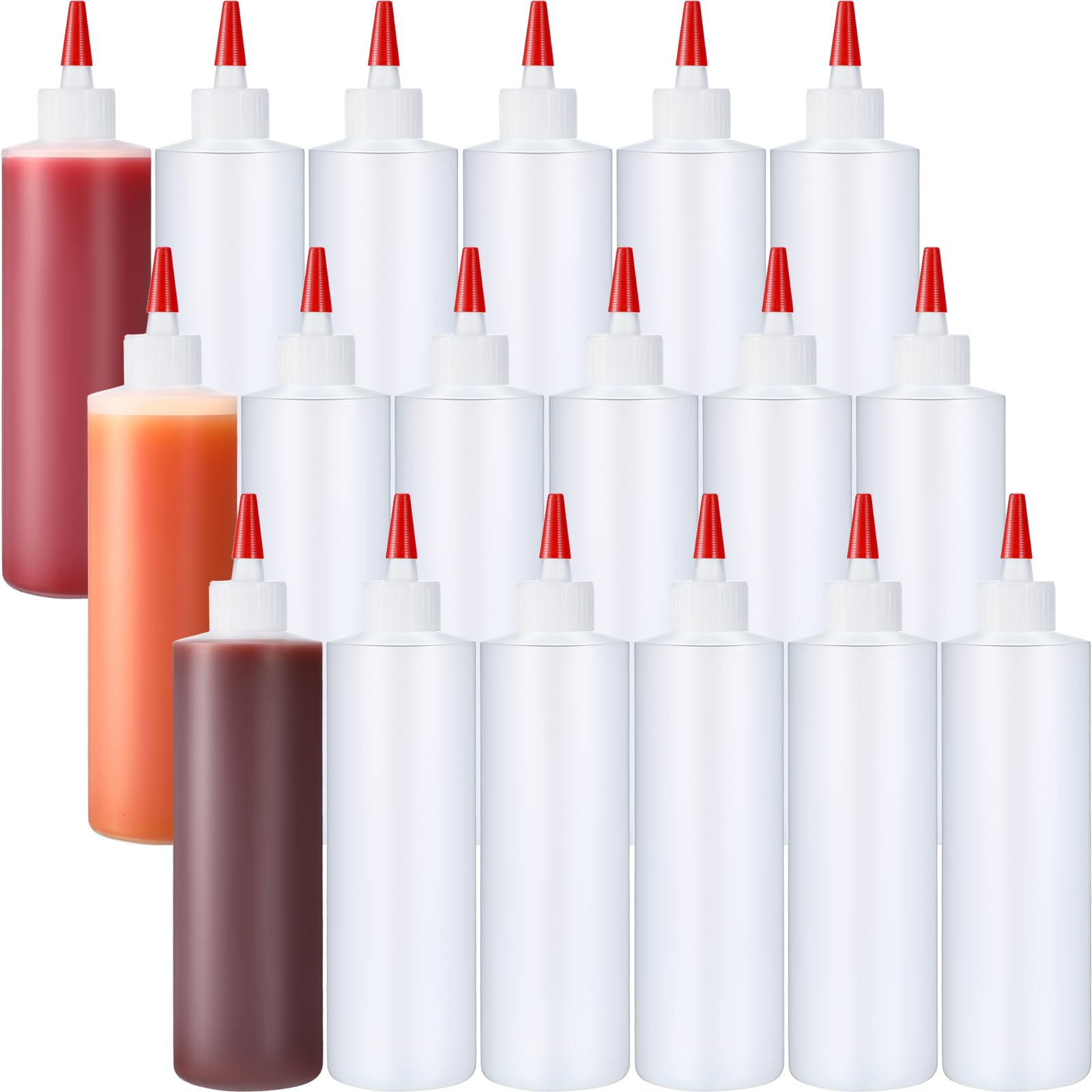 Yaomiao 18 Pack 16 oz Plastic Squeeze Bottles for Condiments Sauces