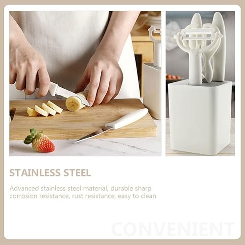 Miniatura 4 de Juego de cuchillos de cocina de acero inoxidable con cuchillas de bloque para cortar carne, pelador de carne para rebanar, pelar frutas, verduras,